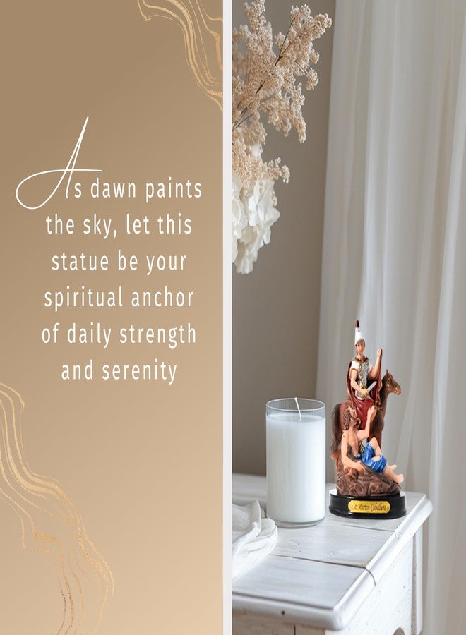 Trendzeen San Martin Caballero Statue - 5 Inch Saint Martin Statue for Home Decor, Altar - Catholic Card Set of 2 Items - Image 3
